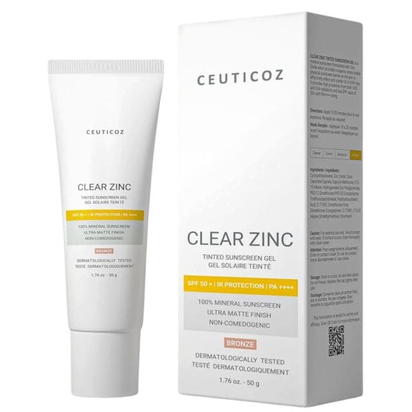 Ceuticoz Clear Zinc Tinted Sunscreen Gel new