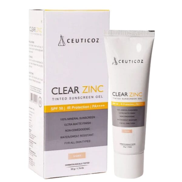 Ceuticoz Clear Zinc Tinted Sunscreen Gel front